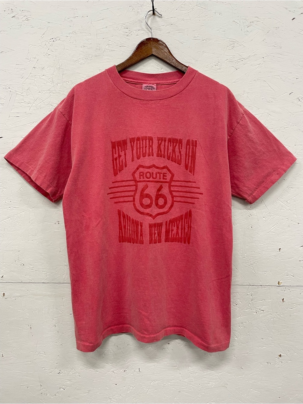 Vintage 1990s PBC Classics Route 66 Puff Print Tee, Size L, Faded Red
